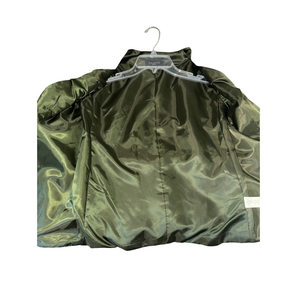Talbots Petite Olive Green Recycled Wool Blend Double Breasted Blazer Jacket 10P - Picture 4 of 5
